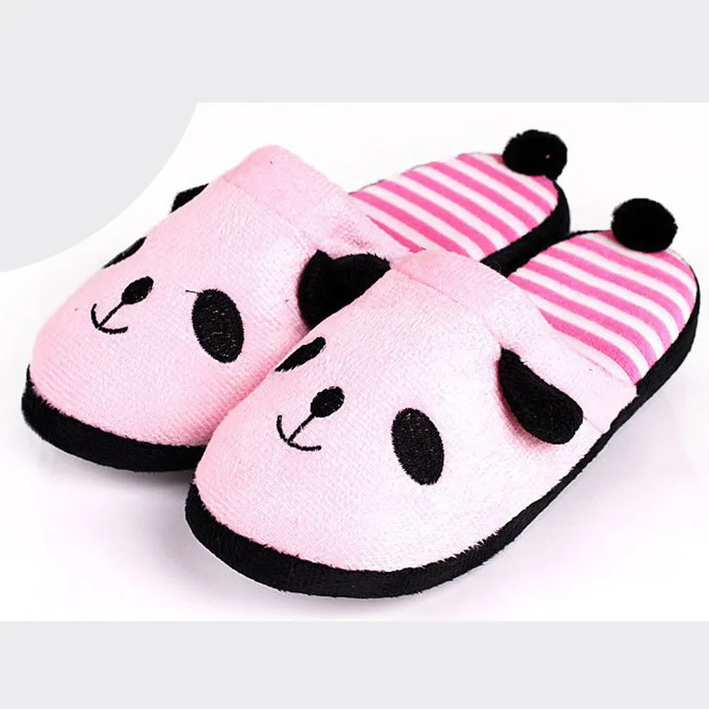 Милые женские и мужские тапочки с пандой из мультфильма зимние теплые домашние