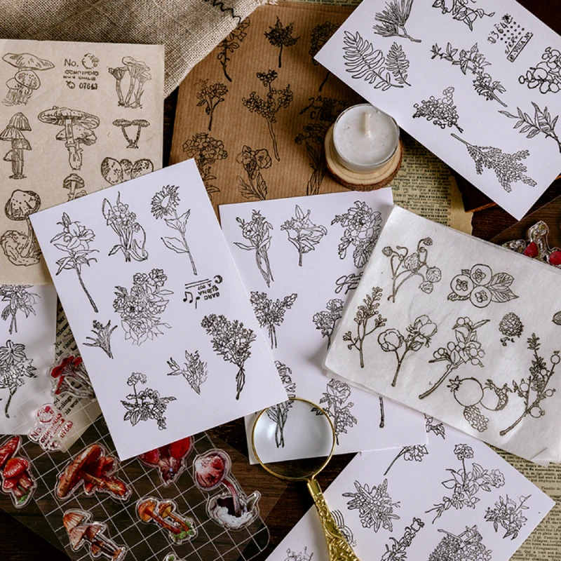 Ретро папоротник гриб Pinecone Подсолнух прозрачный силиконовый штамп для