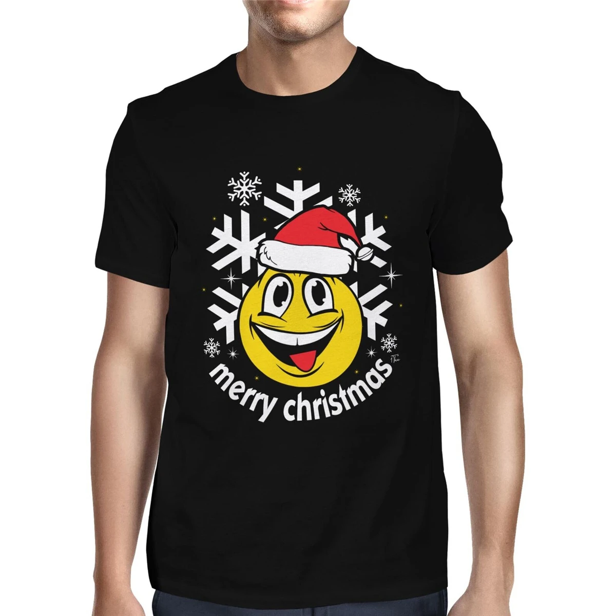 Мужская футболка с изображением улыбающегося лица Санта-Клауса размера плюс для