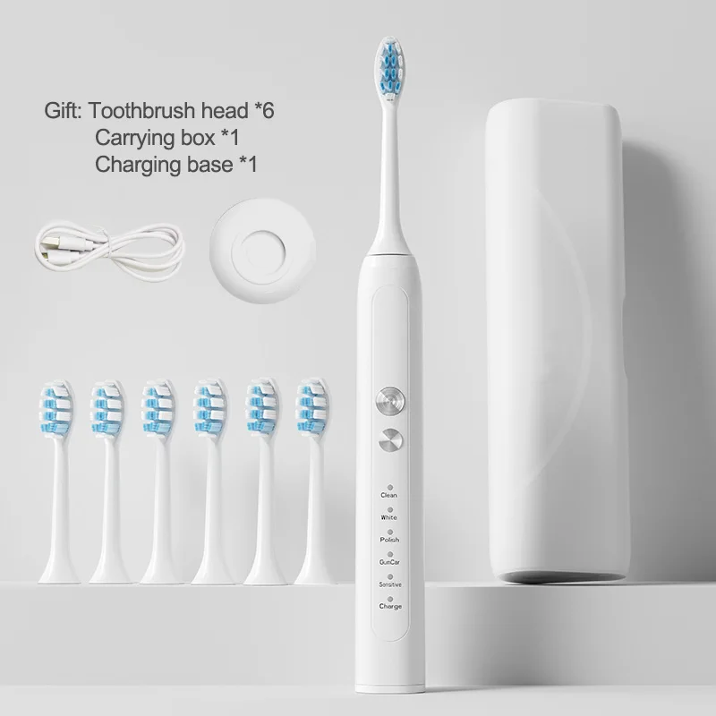 

vytalbrush Sonic Electric Toothbrush 1806 Adult Brush 5 Mode USB Charger Rechargeable Tooth Brushes 6 Replacement Heads Set