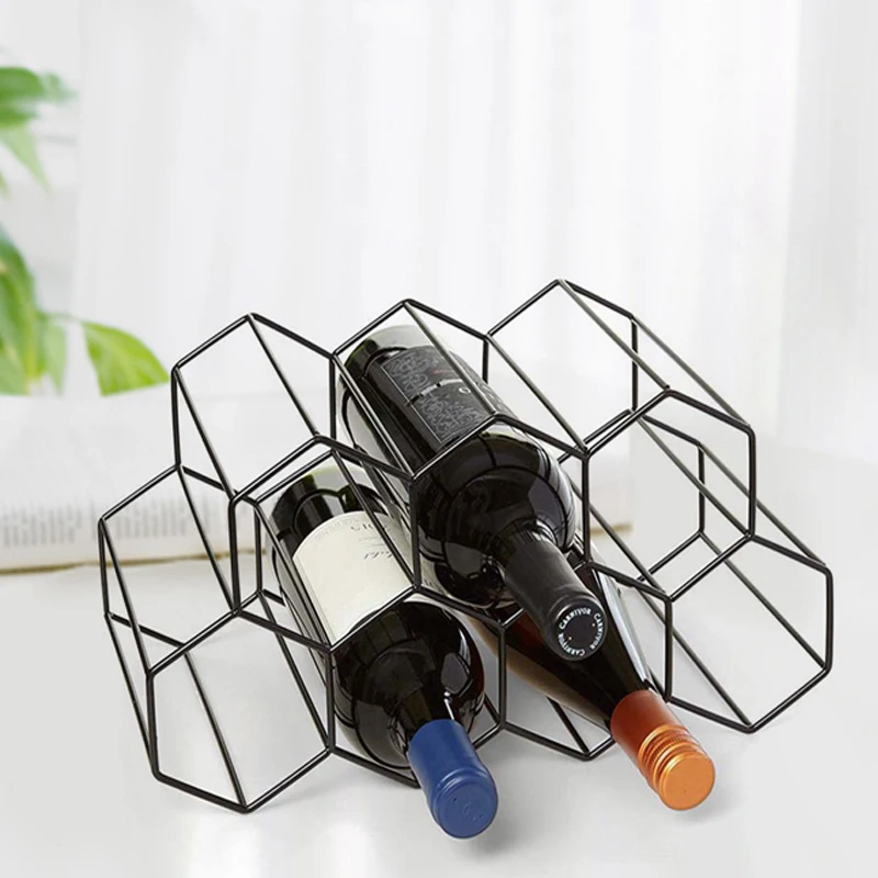 

Wine Rack Wine Storage Holder 7 Bottle Wine Holder Rack Stand Space Saver Protector Countertop Free Stand Wine Rack Black Gold