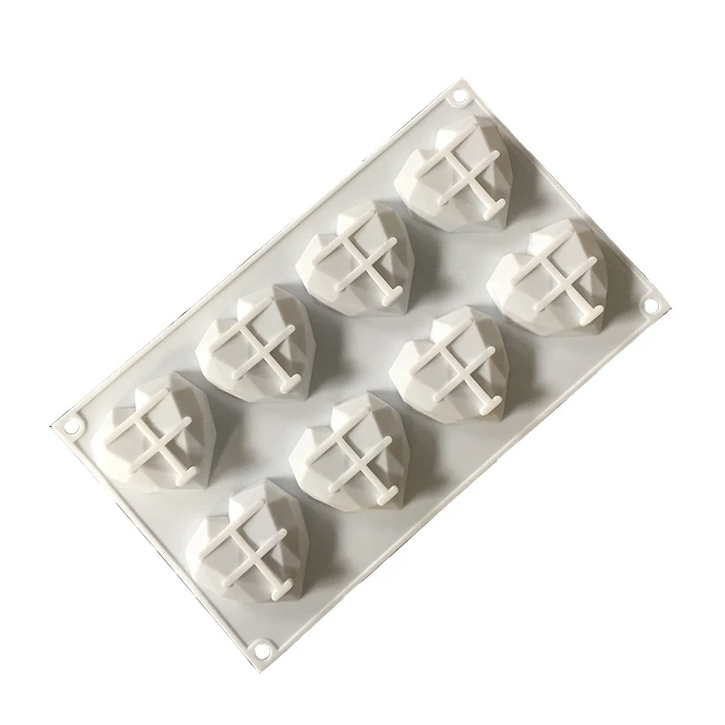 

8Cavity 3D Diamond Love Heart Shaped Silicone Molds Mousse Chocolate Dessert Bakeware Pastry Mould Sponge Cakes Decorating Tools