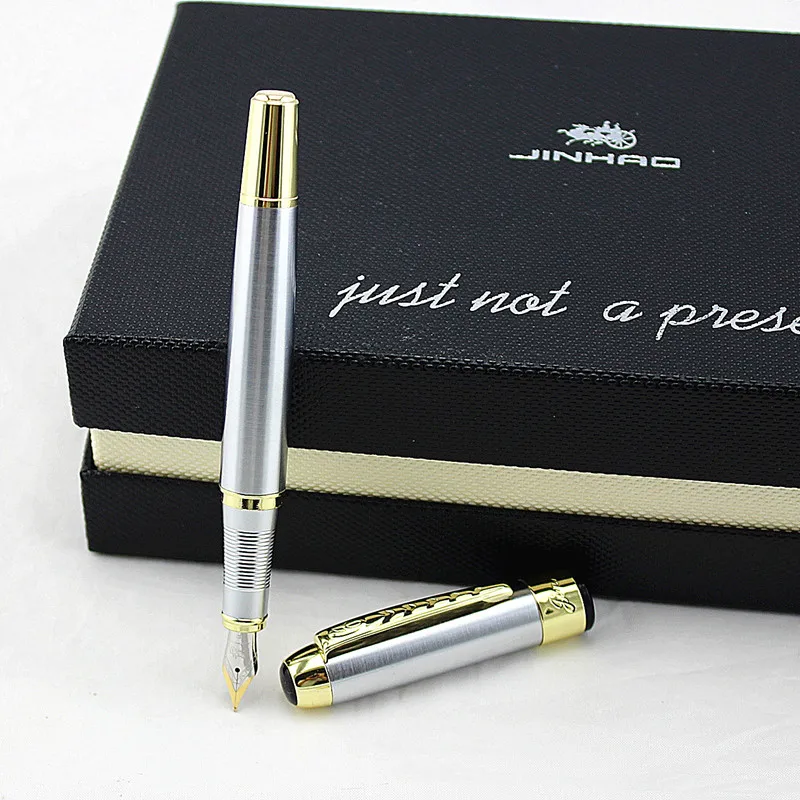 JINHAO 250 брендовая благородная Золотая и серебряная нержавеющая перьевая ручка