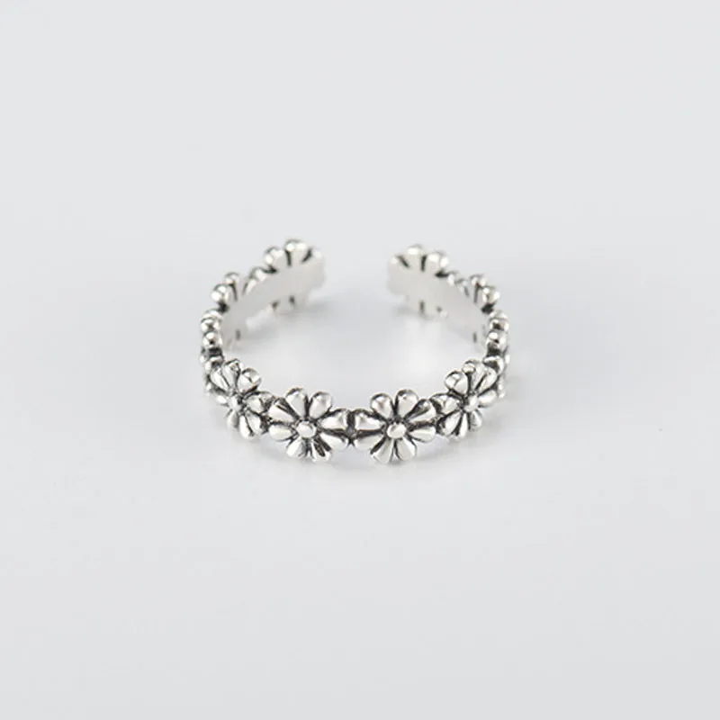 

YPAY Real 925 Sterling Silver Flowers Finger Rings Dazzling Daisy Stackable Ring For Women Wedding Jewelry Drop Shipping YMR317