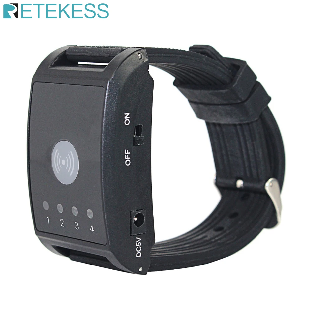 

Retekess 433MHz 4 Channel Watch Receiver Wireless Cafe Office Pager Restaurant Calling System for Call Waiter Coffee Shop