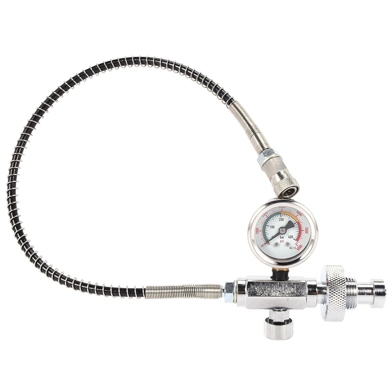 

PCP Air Fill Station Charging Adapter for Diving Cylinders with G5/8 Inch Din Adaptor and 50cm Spring Hose