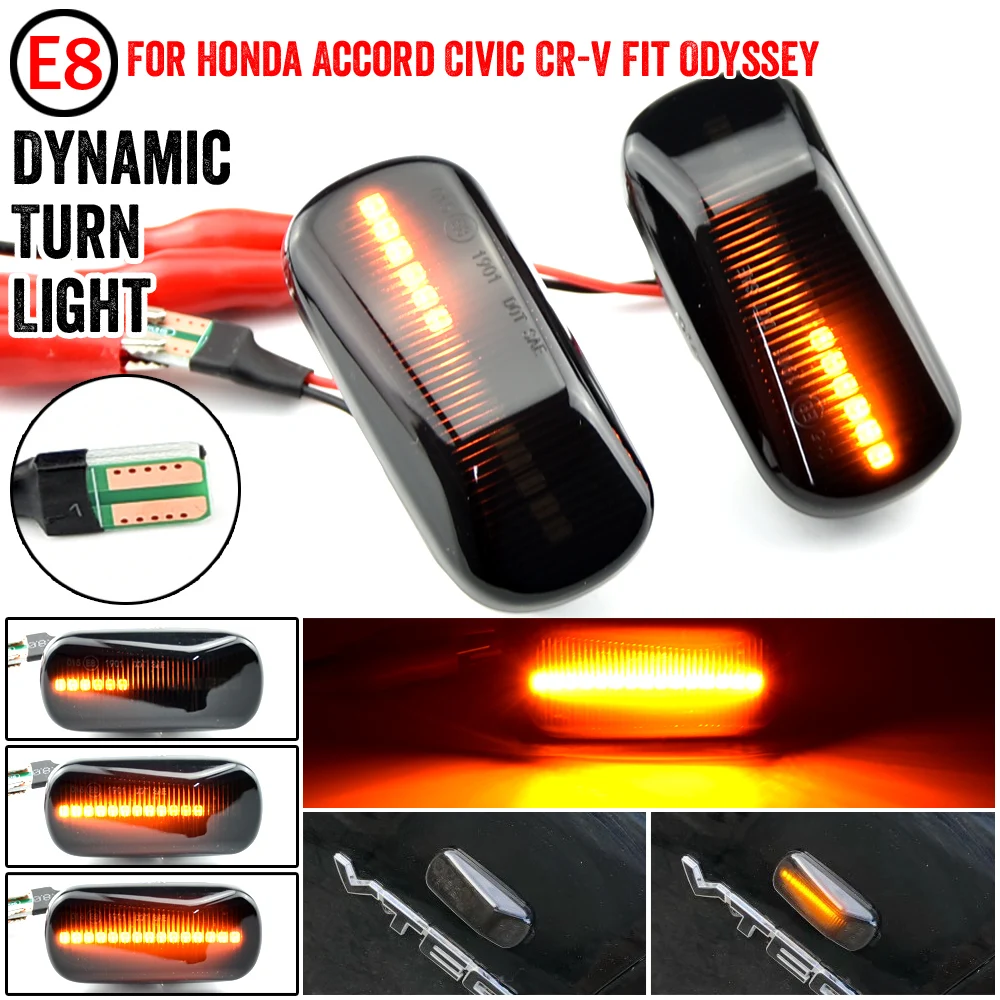 

2pcs Led Dynamic Side Marker Turn Signal Light For Honda Stream S2000 CR-V HR-V Civic City Fit Jazz Accord Repeater Signal Light
