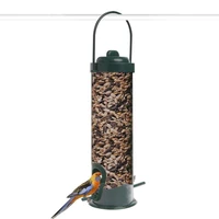 hanging outdoor plastic bucket pet bird feeder barrel plastic ink green plastic accessories outdoor feeder fruit basket canary