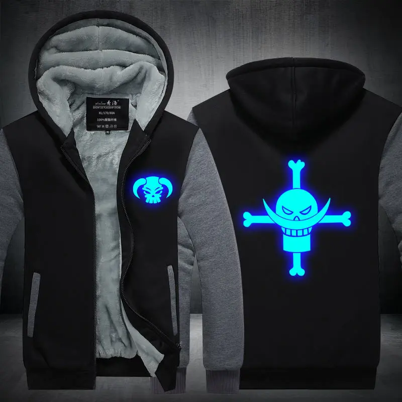 Black and Grey 2 Аниме одна деталь Луффи Эдварда светящаяся толстовка на молнии Спортивная толстовка с капюшоном унисекс спортивный костюм пальто куртка Косплей Костюм - Цвет: Black and Grey 2