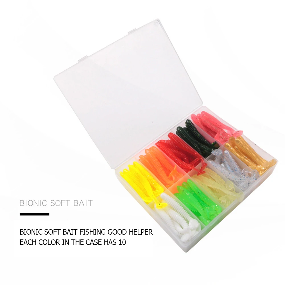 

100pcs Worm Soft Lure Wobbler Silicone Baits Fishing Artificial Spinnerbait