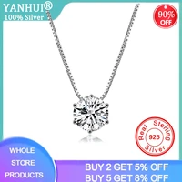 simple solitaire 10mm 3ct zirconia diamond pendant necklace 925 silver color choker statement necklace women silver 925 jewelry