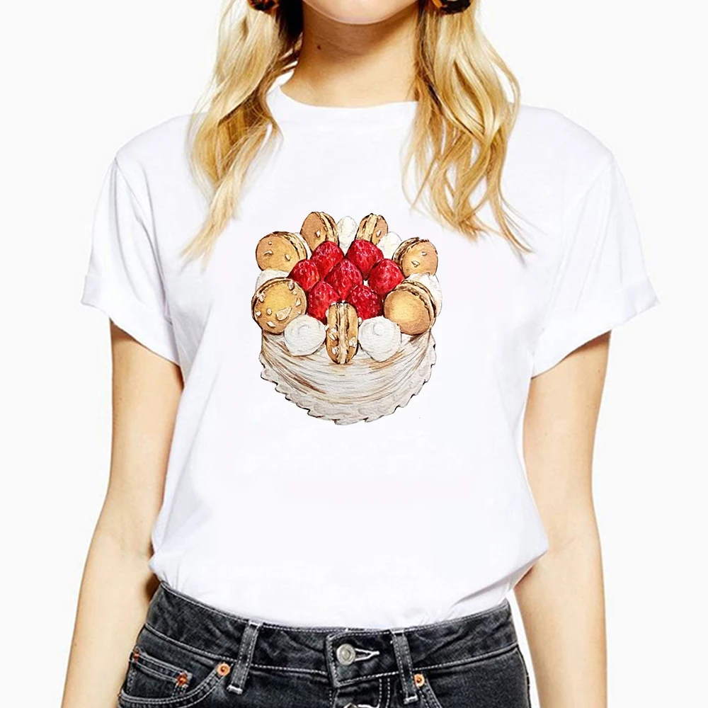 Футболка женская с милым принтом торта модная рубашка в стиле 90 х Харадзюку Ullzang