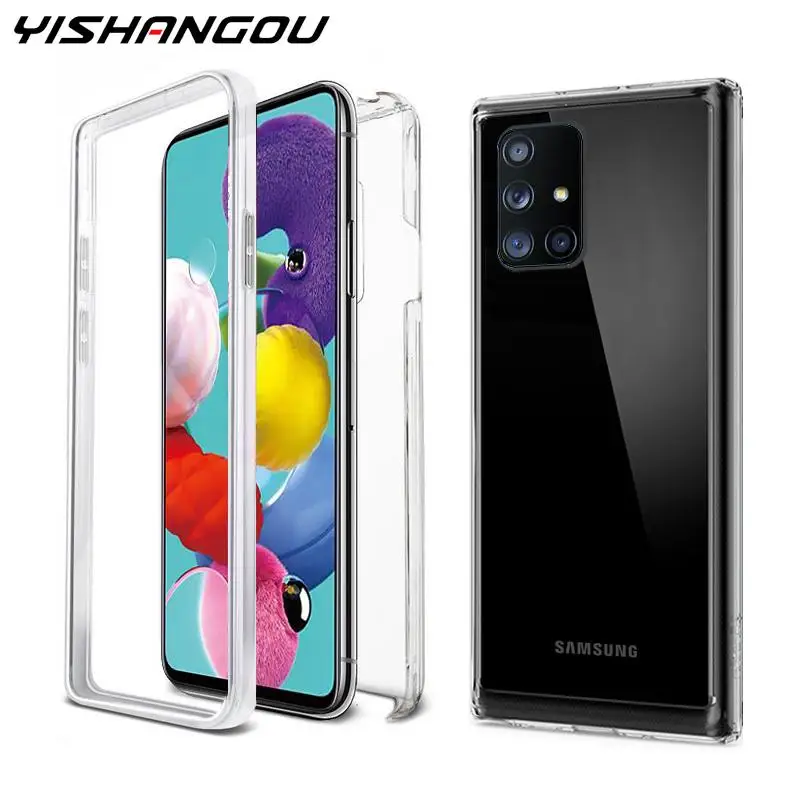 360 полный защитный чехол для Samsung A51 A71 A52 A72 A50 A70 S21 S20 FE Note20 Ultra S10 Plus прозрачный