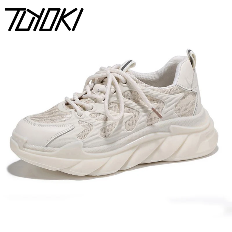 

Tuyoki Sneaker For Female Casual Shoes Cross Strap 2022 Ins Fashion New Thick Bottom Concise Daily Footwear Size 35-39