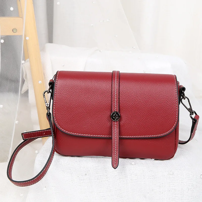 

Genuine Leather Messenger Shoulder Bag Fashion Trend Crossbody Bags Simple Texture Women's Bags Cowhide Stylish Small Square Bag