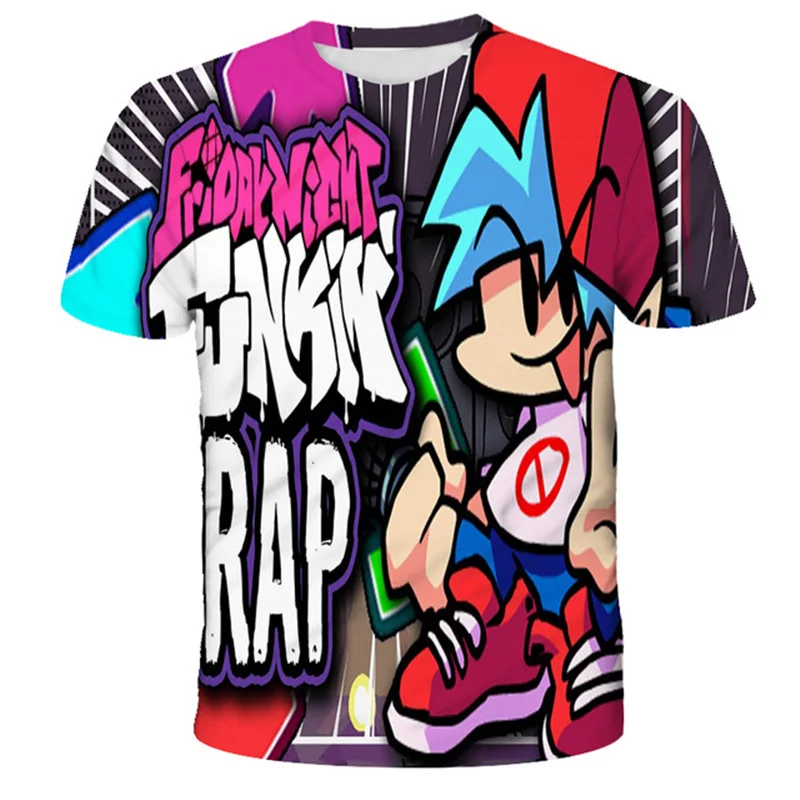 

2022 Summer Friday night Funkin T-shirts kids cartoon singer game Fun boys and girls T-shirt kids Tee child Tops anime clothing