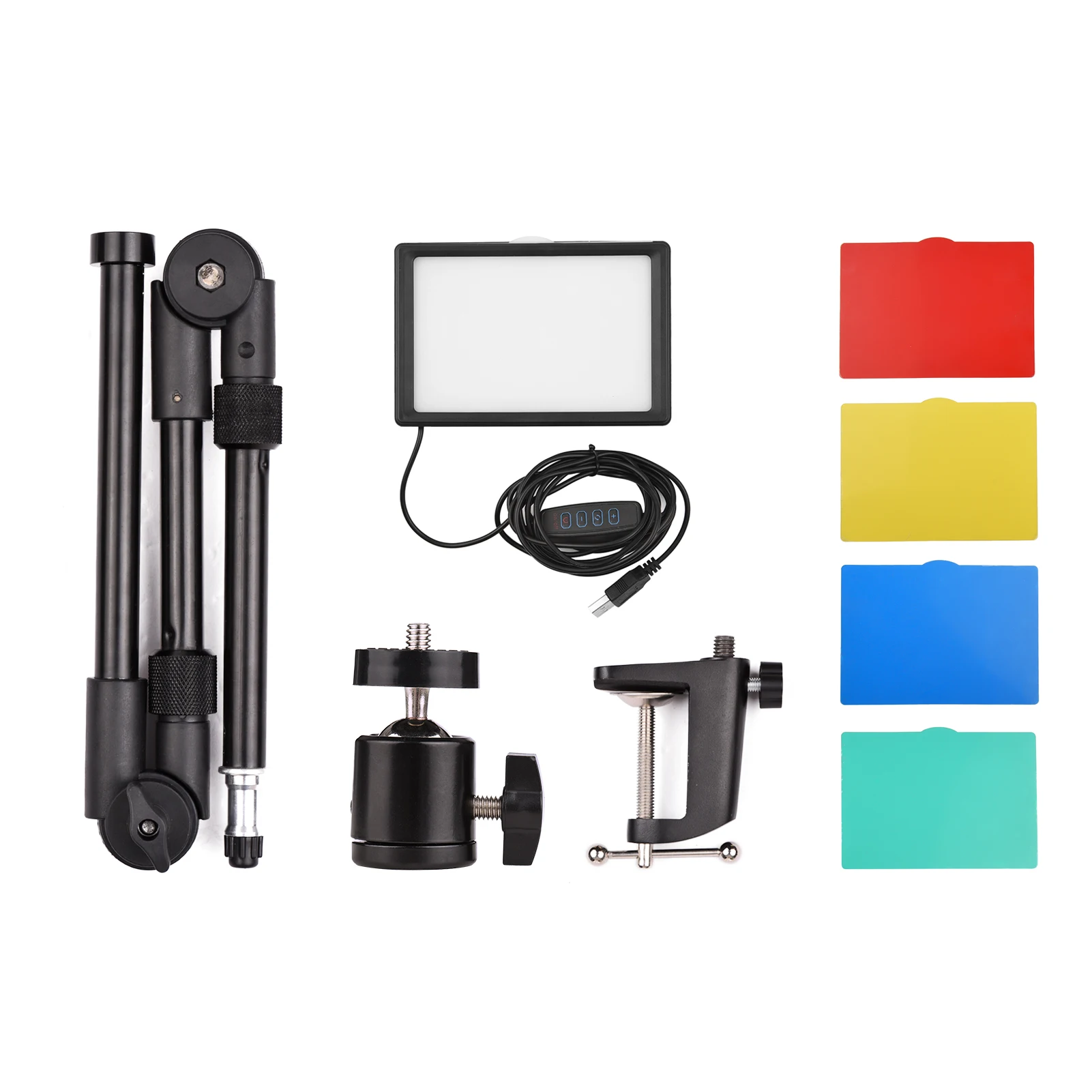 

Andoer Lighting Kit Including LED Video Light 3200K-5600K Dimmable Light Stand Ballhead Color Filters for Live Streaming Video