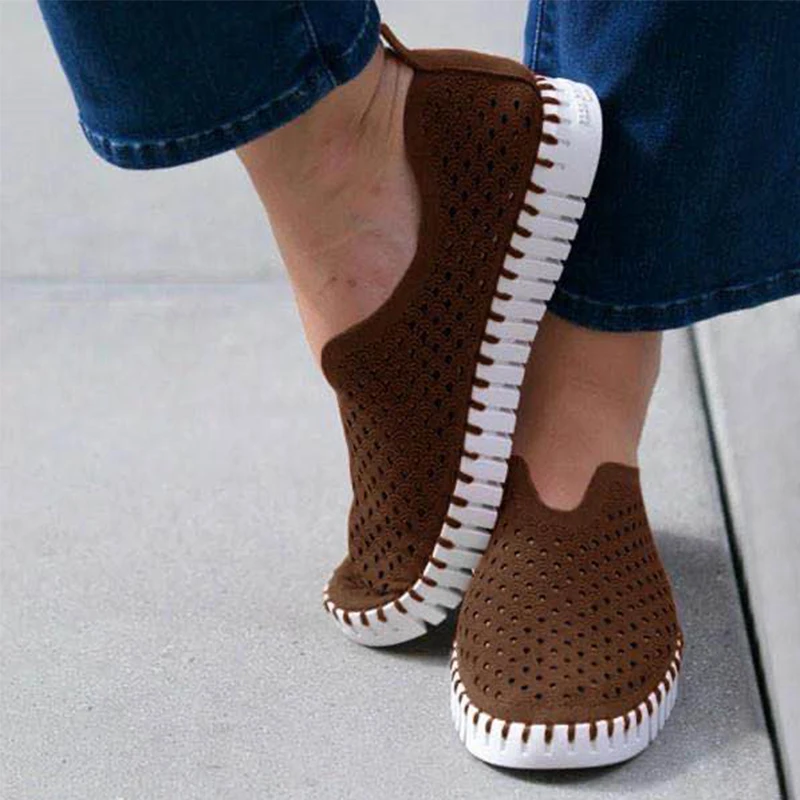 Женские дышащие босоножки с перфорацией летняя обувь мягкие лоферы женская на