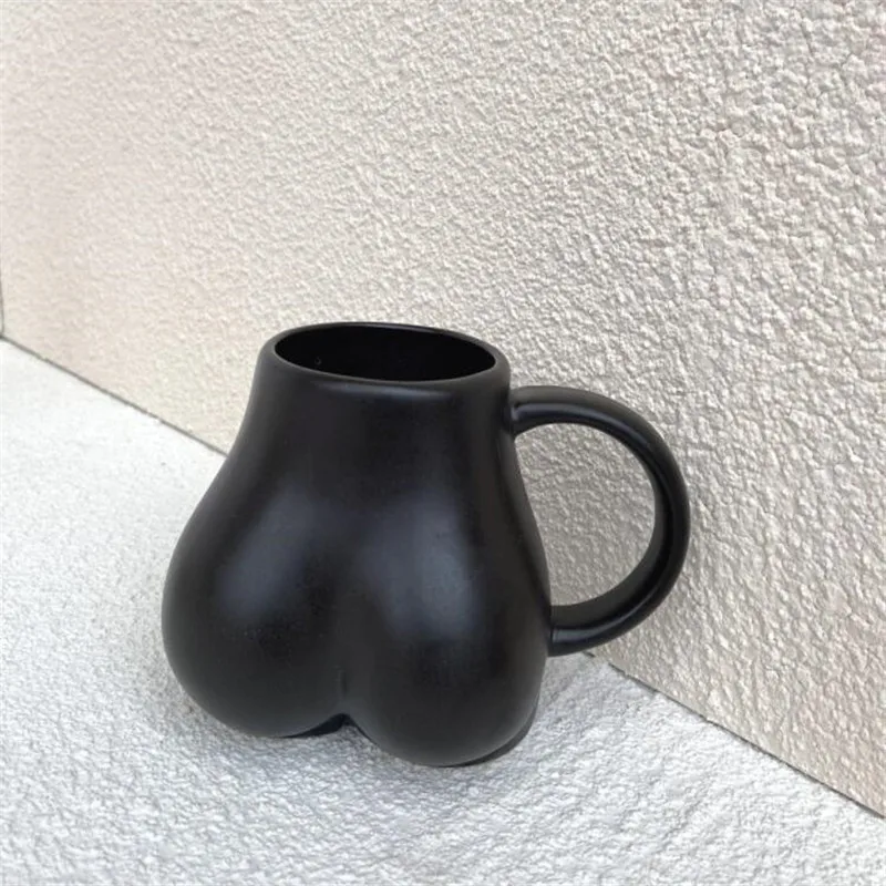 

Creative Solid Color Ceramic Coffee Cup Water Cup Simple Fun Personality Butt Milk Juice Cup Drawing Room Desktop Decoration Mug