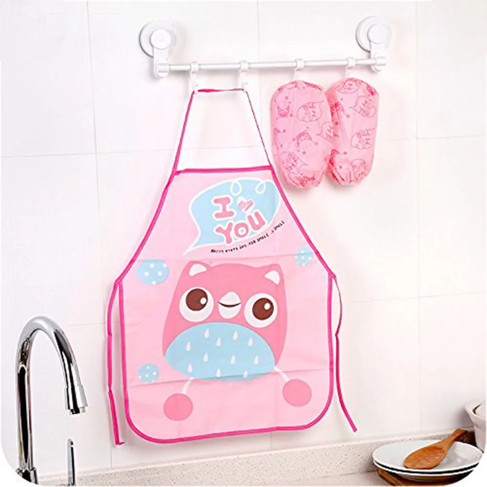 pink set B Детский фартук, художественный халат, живопись, керамика, для школы, для мальчиков и девочек, красный, большой, мультяшный, милый, водонепроницаемый, для приготовления пищи, для кухни - Цвет: pink set B