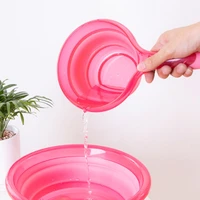 new folding silicone pet bowl multi function folding measuring spoon can clip food bags water bowl measuring cup