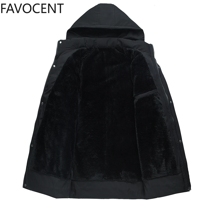 Мужская теплая куртка с капюшоном повседневная хлопковая парка защитой от