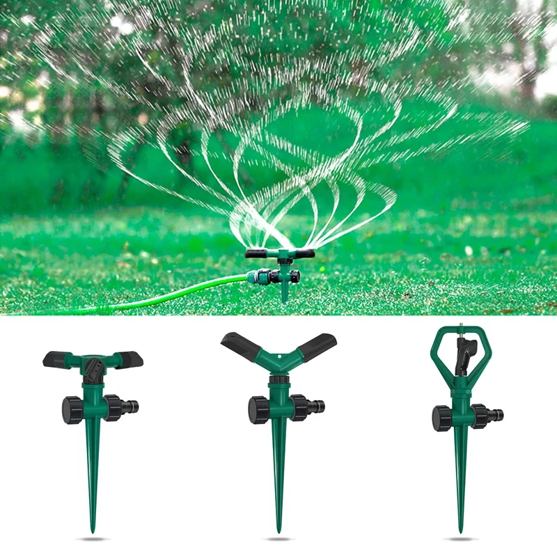 Топ-3 Упаковка Автоматическая 360 ° вращающийся газон спринклер регулируемая