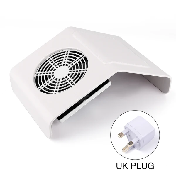 White UK Plug 40 Вт пылесборник для ногтей, вентилятор для всасывания ногтей, пылесос для ногтей, маникюрная машина с 2 мешками для сбора пыли, салонные инструменты - Цвет: White UK Plug