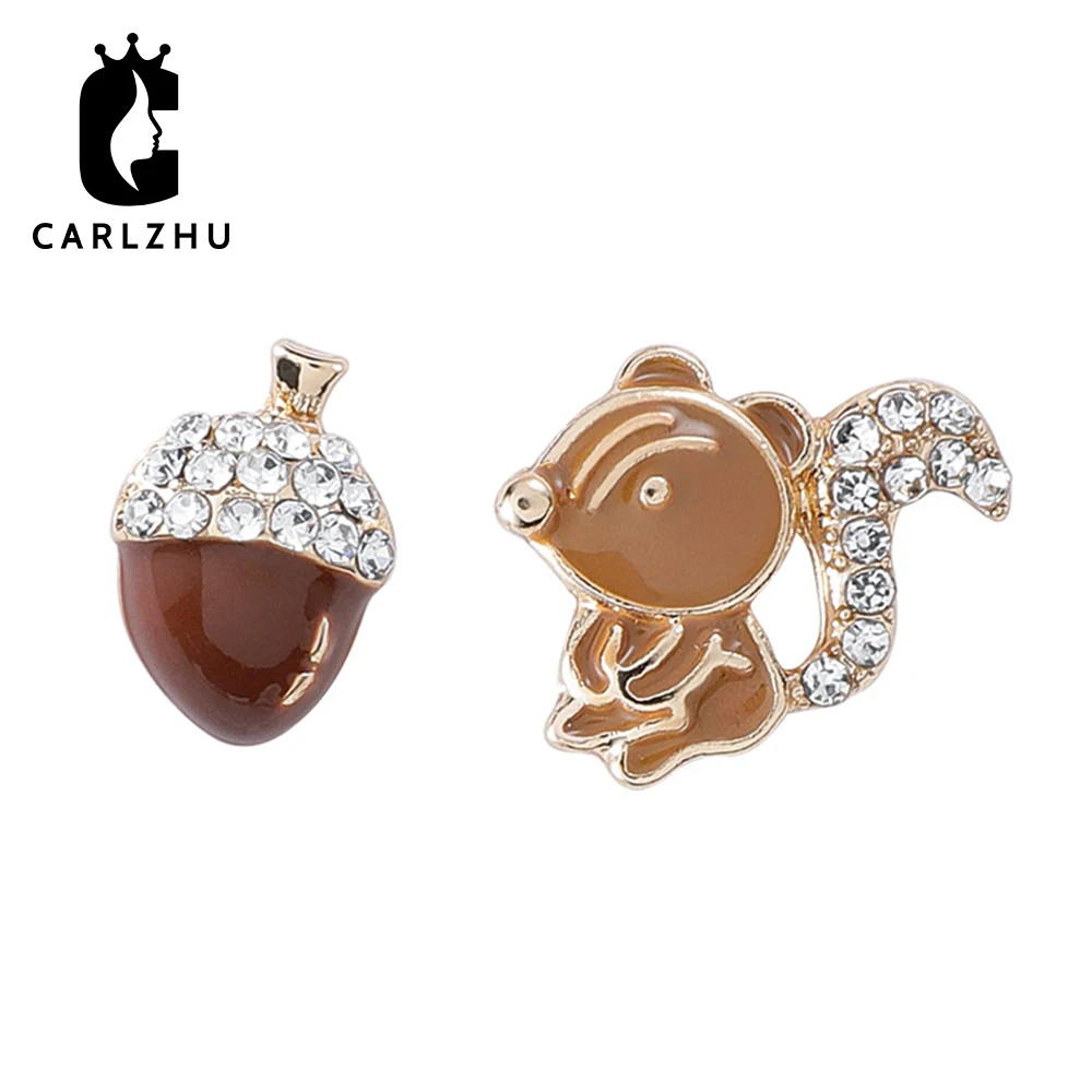 Милые глазури CZ белка и кедровых орехов 925 пробы маленькие серьги гвоздики ручной