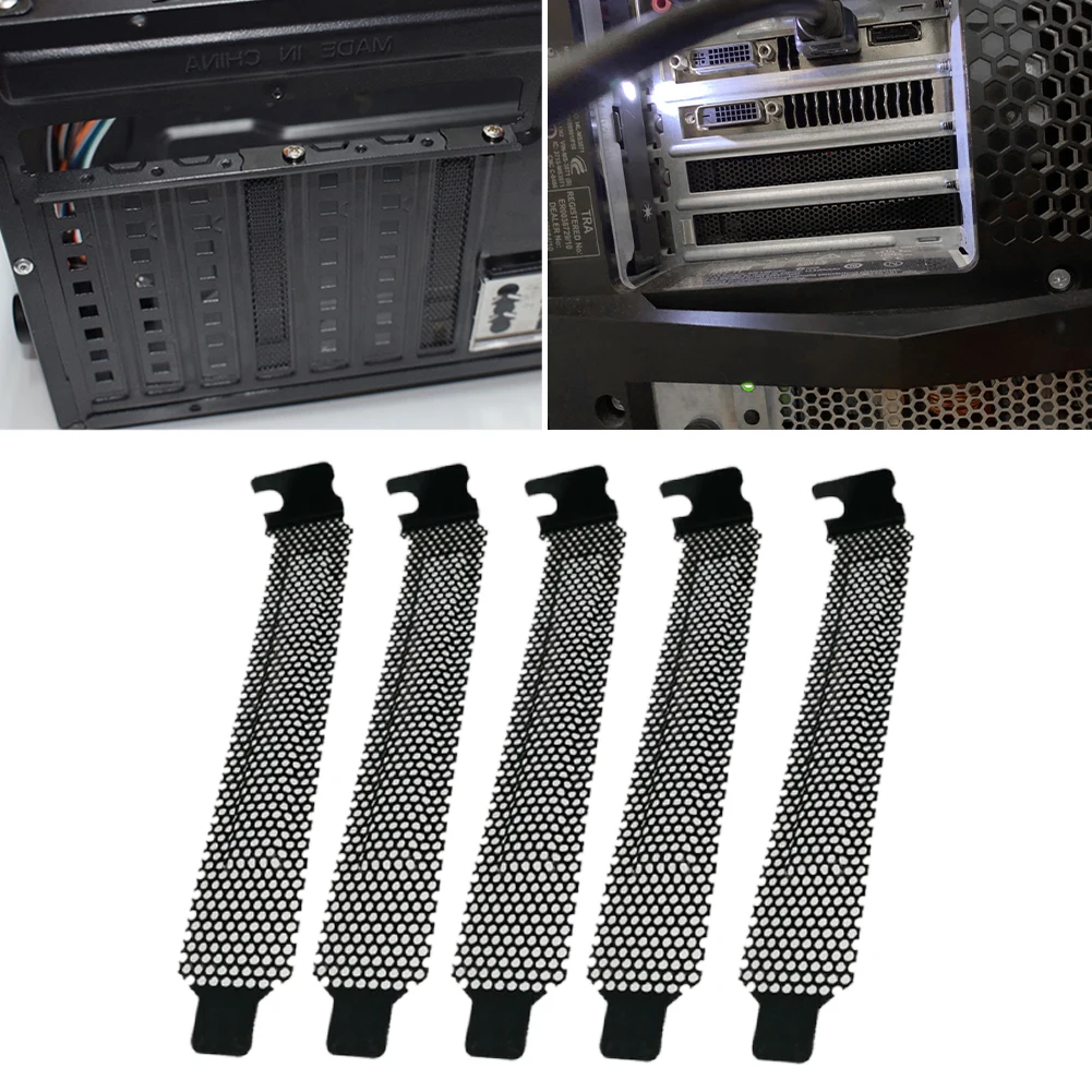 5pcs/set PCI Slot Cover Easy Install Blanking Plate Computer Case Board Cooling Fan Desktop Dust Filter With Screws Ventilation |