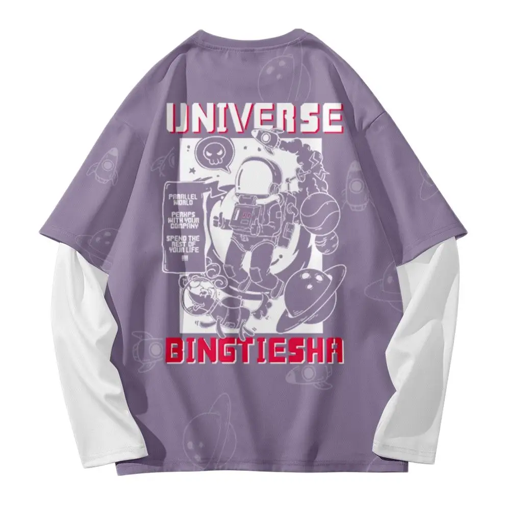 Футболка с длинным рукавом и принтом Космонавт | Мужская одежда