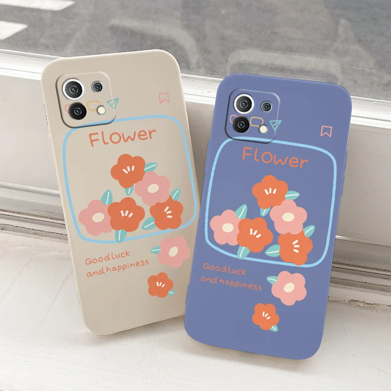 

Pink Flower Silicone Case For Xiaomi Mi 11 lite Ultra 11i 10T 9T Pro Lite 10 10S 9 8 lite Pro Poco F2 X2 F3 Pro Soft Phone Cover