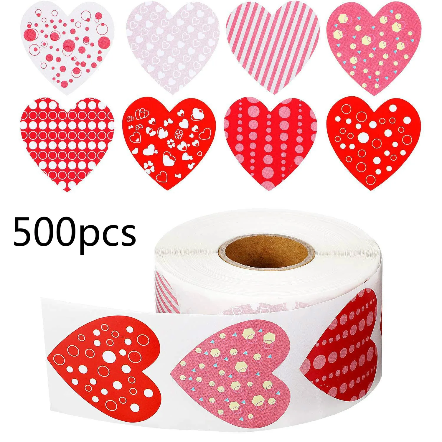 

500pcs/roll Valentine's Day Heart Stickers Heart-Shaped Love Stickers Labels for Wedding Party Accessories Favor Packing Sticker