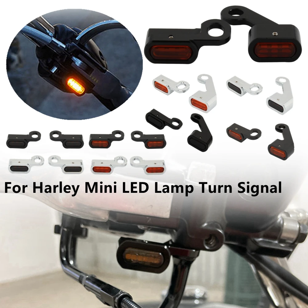 

2XMotorcycle 12V Mini LED Lamp Turn Signal Amber Light E Mark For Harley Touring Road Glide Softail Breakout Slim Dyna Sportster