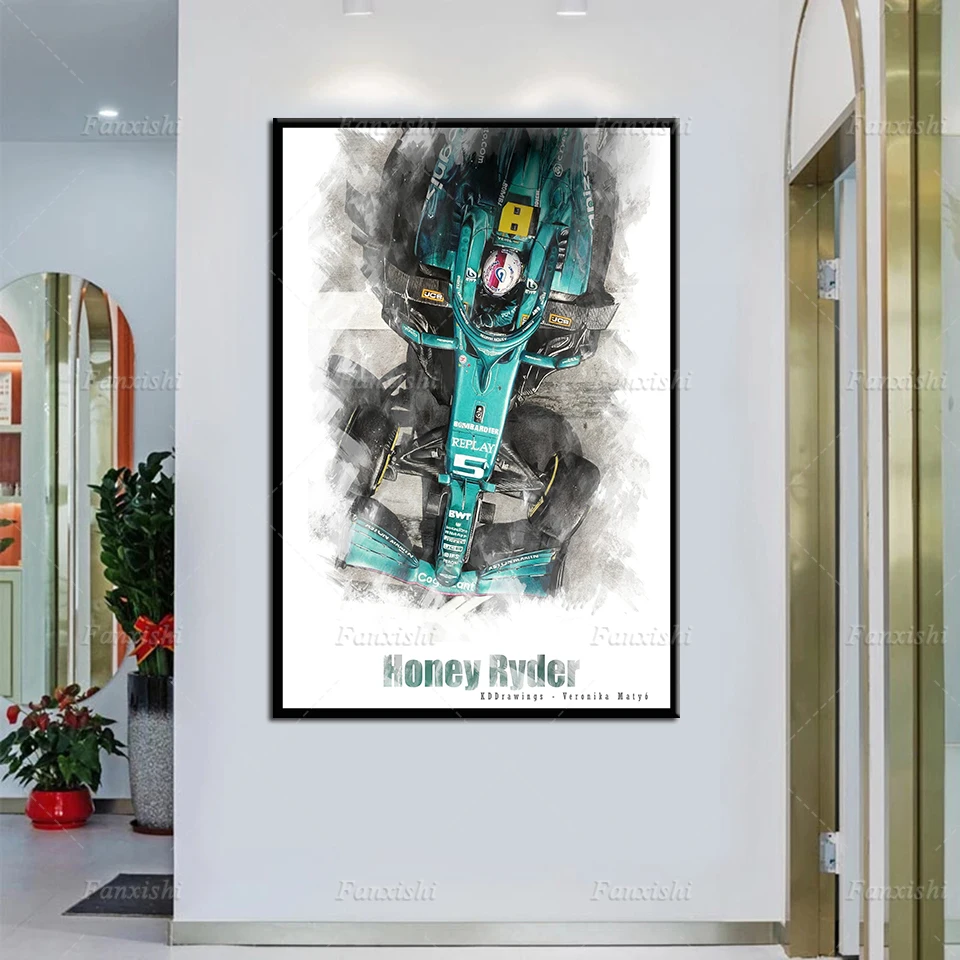 

Bule Aston Martin F1 Car Painting Poster Abstract Graffiti Wall Art Prints Canvas Modular Pictures Home Living Room Decor Gift