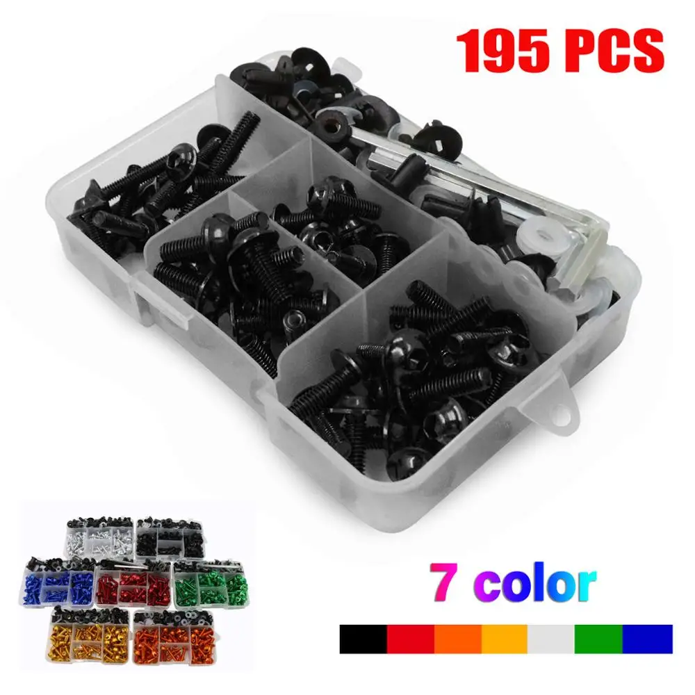 

For Suzuki GSF 250 400 1200 1250 600 600S 650 650S 650N BANDIT 195PCS Universal Motorcycle Fairing Bolt Kit Screws Fasteners
