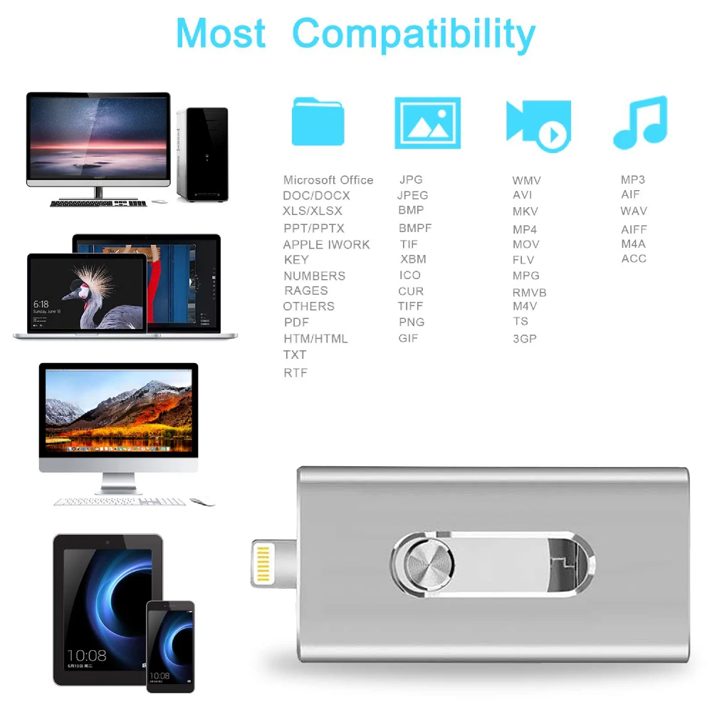USB флэш-накопитель 4 в 1 для iphone 12/8/7/7plus/8/X/11 Usb/Otg/Lightning 128 ГБ 64 iOS внешние устройства