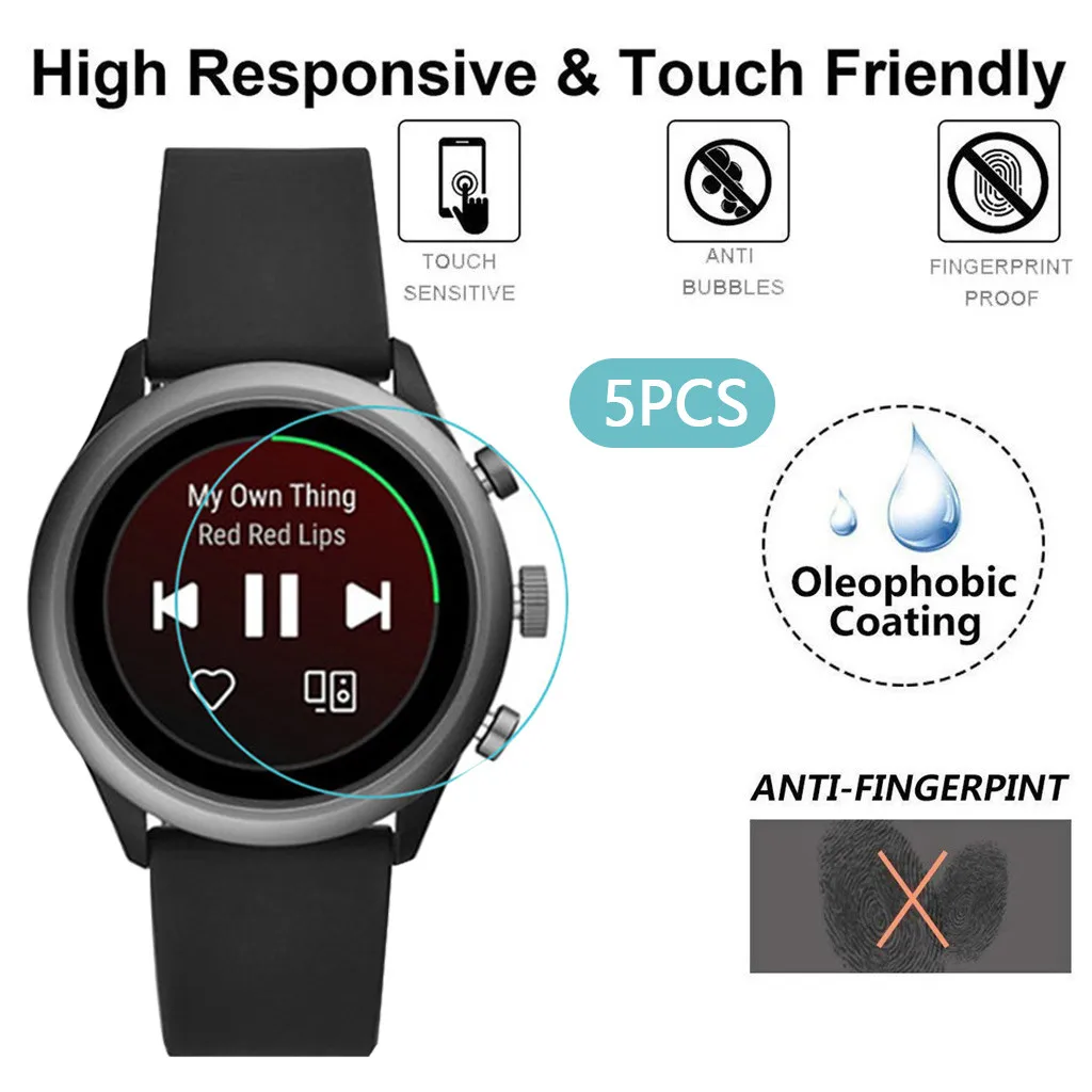 5 шт. закаленное стекло для Fossil Sport Gen 4 Q Venture HR 43 мм Защитное экрана Защитная пленка