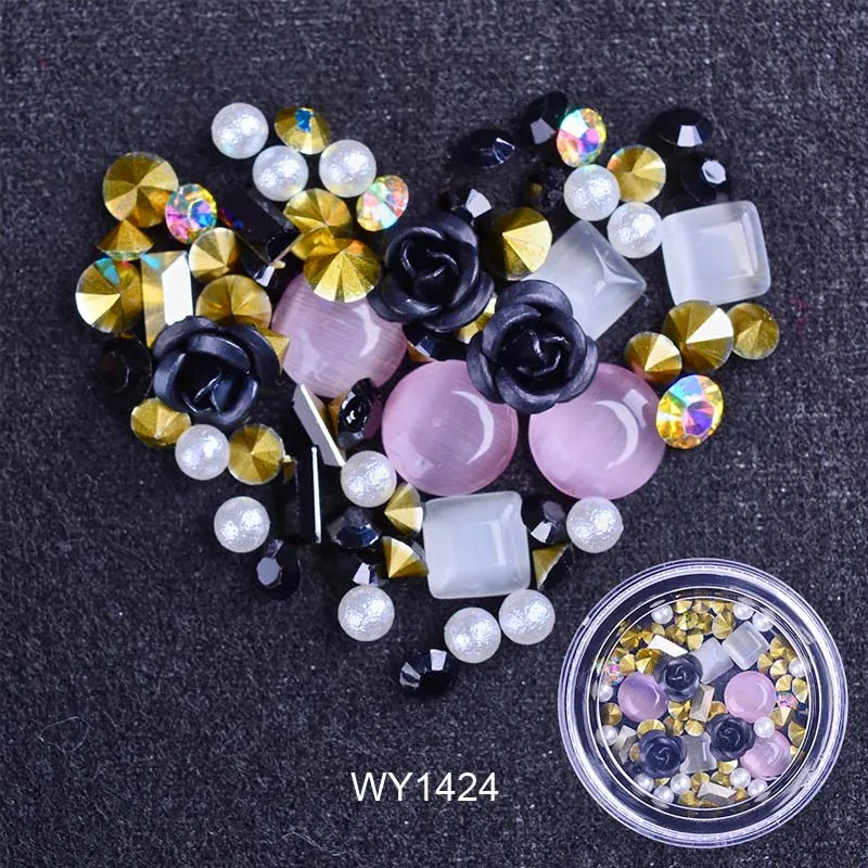 WY1424 3D ногтей Стразы, Роза ювелирных изделий различных DIY драгоценные камни Очаровательная обувь украшенная разноцветными стразами ногтей гель для украшения с блестками и украшениями, аксессуары для ногтей - Цвет: WY1424