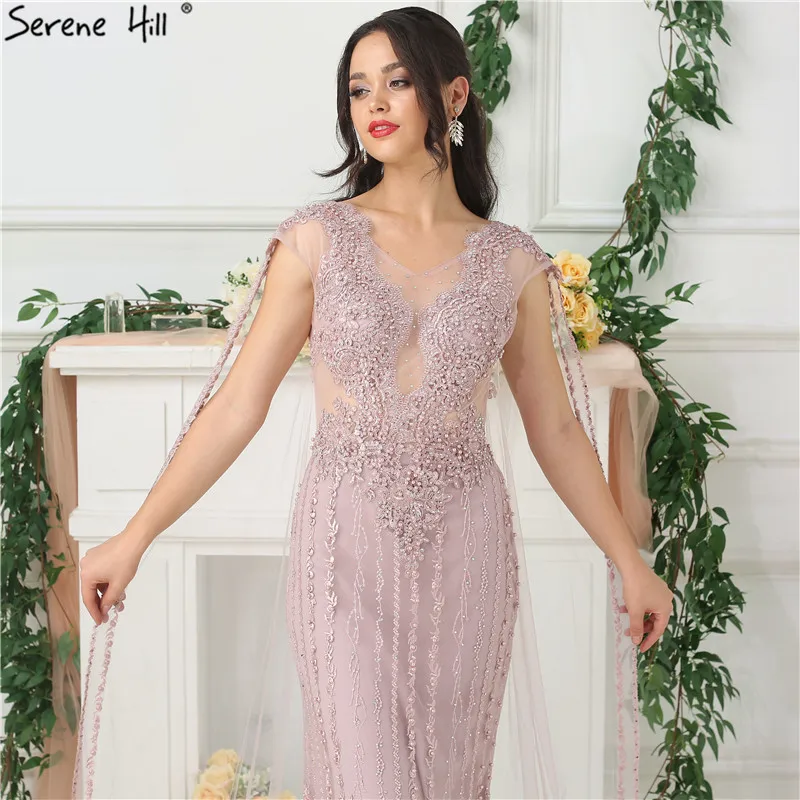 Розовое элегантное кружевное вечернее платье с юбкой-годе 2020 модное официальное