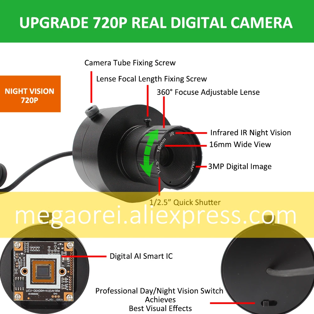 Аксессуары для прицела ИК-камера ночного видения охоты с монитором и фонариком 720