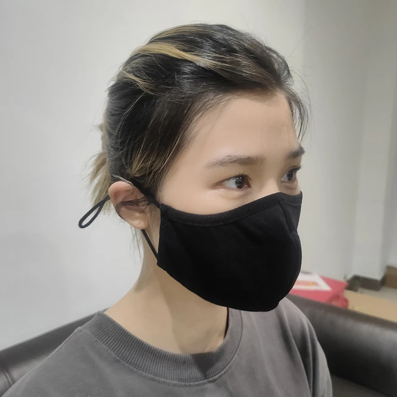 

Washable Cotton Mouth Mask Earloop Face Breathing Mask Reusable Anti Dust Fashion Black Mask For Adults