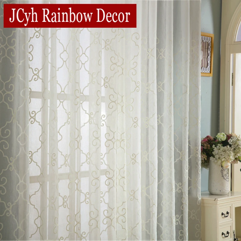 Современная Вышивка Вуаль Тюль Шторы Для Гостиной Окна Белый Sheer Спальни Ткани