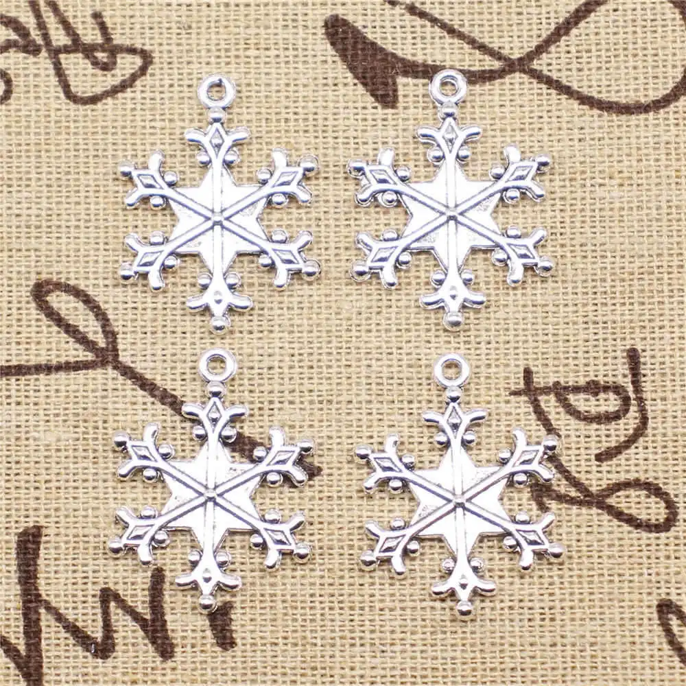 

Snowflake Charms Supplies For Jewelry Making Kit Antique Silver Color 20pcs 28x22mm