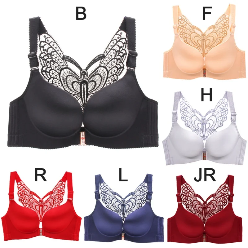 

Butterfly Beauty Back Bra Women Gathered Adjustable Sexy Lingerie Bras Type front Buckle Cup Gathered Bra Plus Size Bralet
