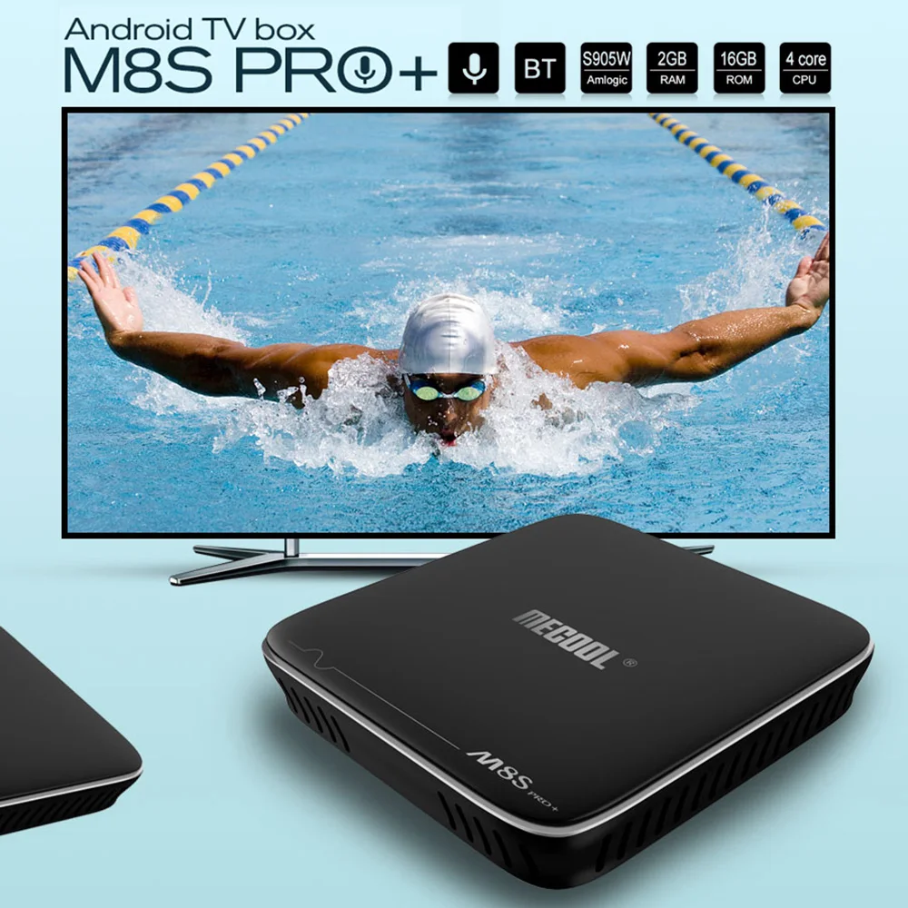 ТВ приставка MECOOL M8S PRO Plus Android 7 1 с голосовым ИК управлением 2 4 ГГц четырехъядерным