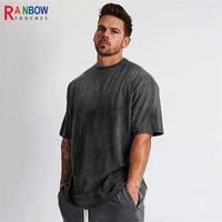 rainbow touches luxury quality cotton loose fit drop shoulder brand blank men t shirt oversized shorts superior pure color slim