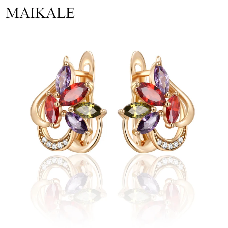 MAIKALE, корейские серьги, небольшой талисман, цветные циркониевые синие циркониевые серьги-гвоздики для женщин, модные ювелирные изделия, свадебный подарок