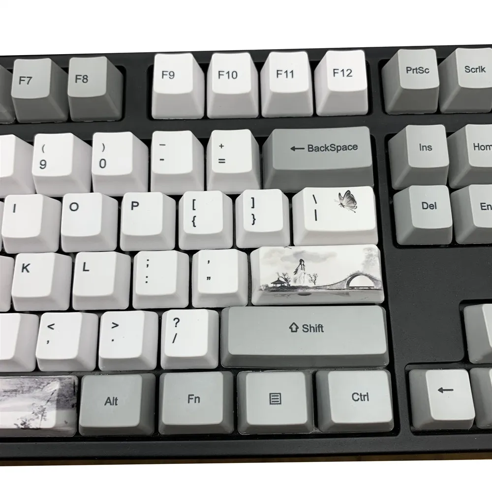 Китайский колпачок для клавиш с чернилами рисования PBT 5 боковых красителей