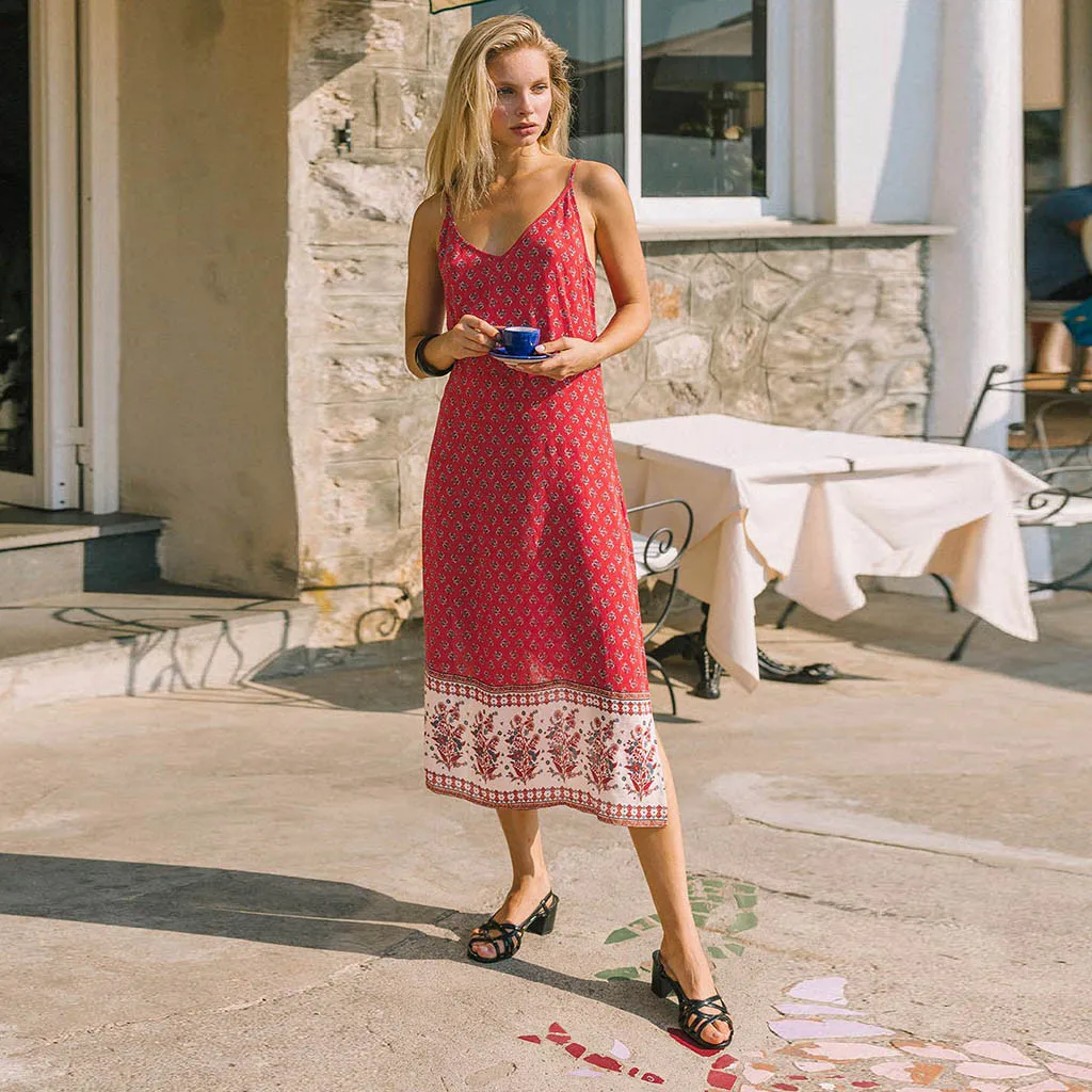 SAGACE платья с принтом элегантное женское пляжное платье длинным рукавом и v